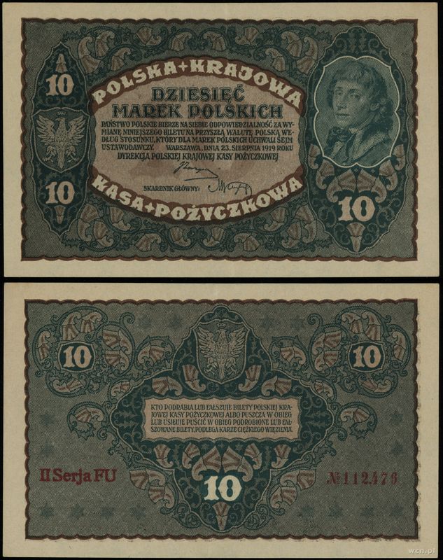 Polska, 10 marek polskich, 23.08.1919