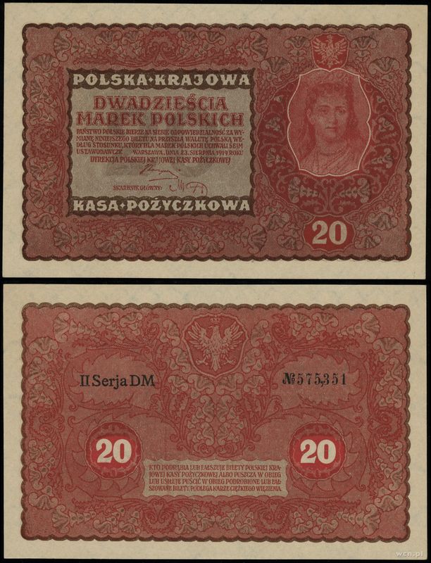 Polska, 20 marek polskich, 23.08.1919