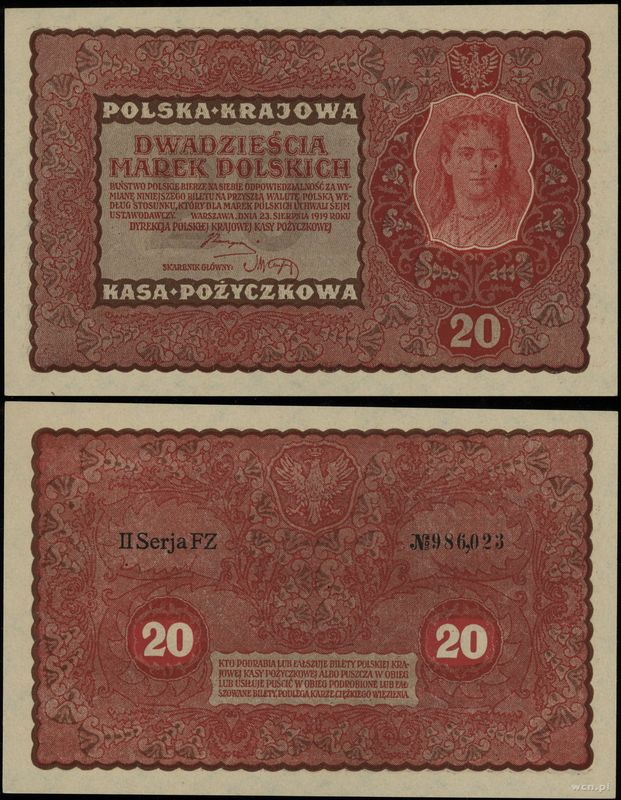 Polska, 20 marek polskich, 23.08.1919