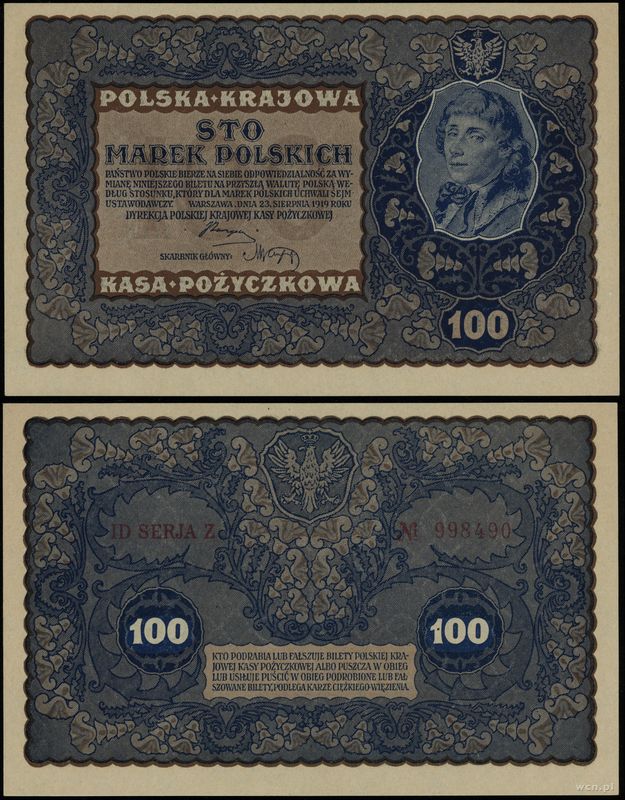 Polska, 100 marek polskich, 23.08.1919