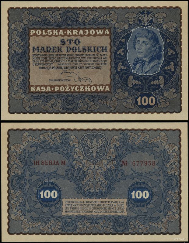 Polska, 100 marek polskich, 23.08.1919
