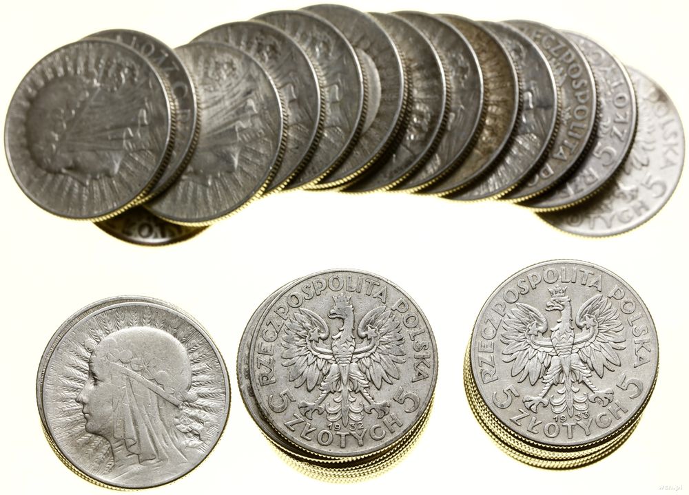 Polska, zestaw 50 x 5 złotych, różne roczniki