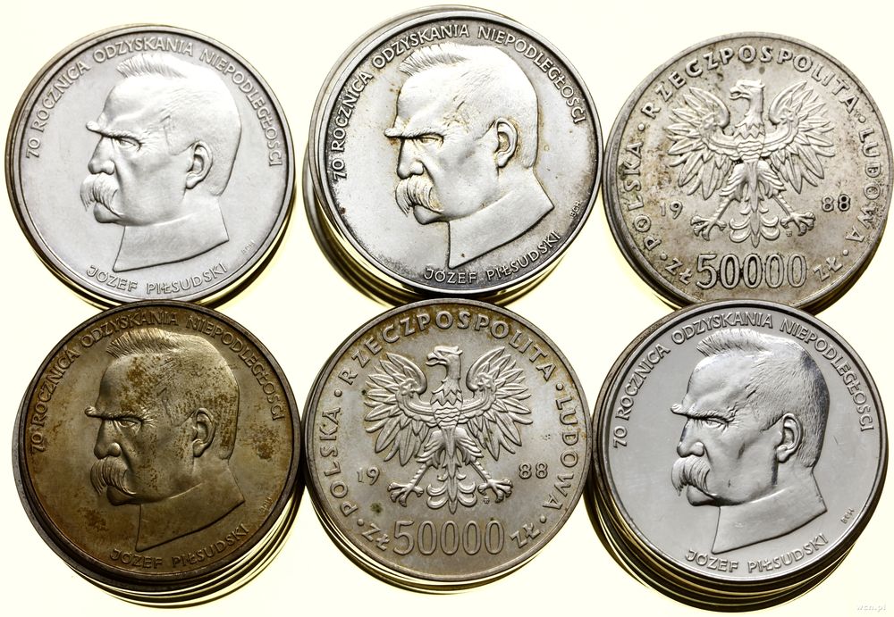 Polska, zestaw 50 x 50.000 złotych, 1988