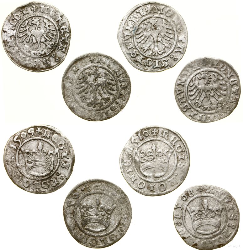 Polska, zestaw 4 x półgrosz, 1507, 1508, 1509, 1510