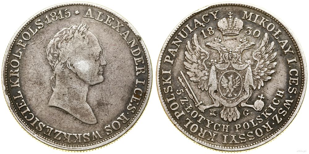 Polska, 5 złotych, 1830 KG