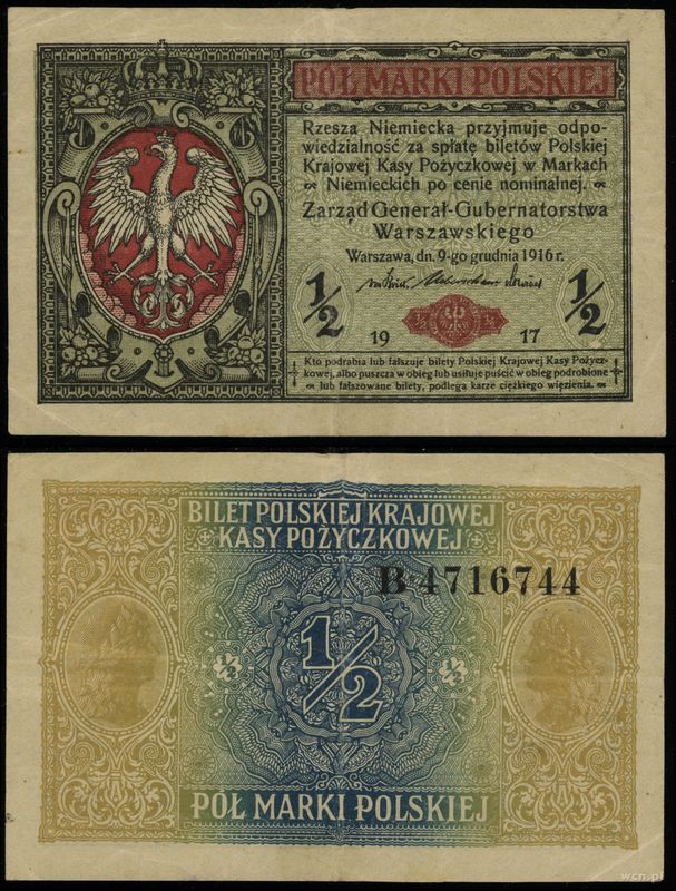 Polska, 1/2 marki polskiej, 9.12.1916