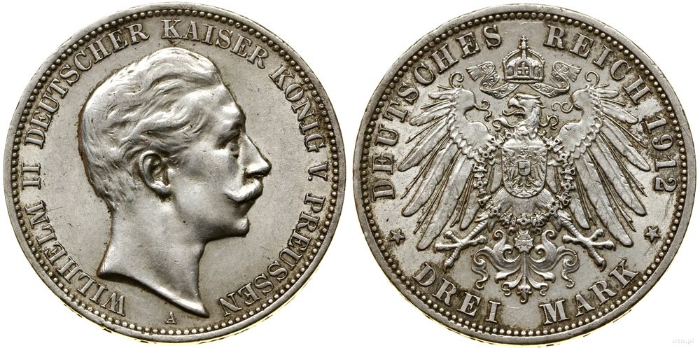 Niemcy, 3 marki, 1912 A