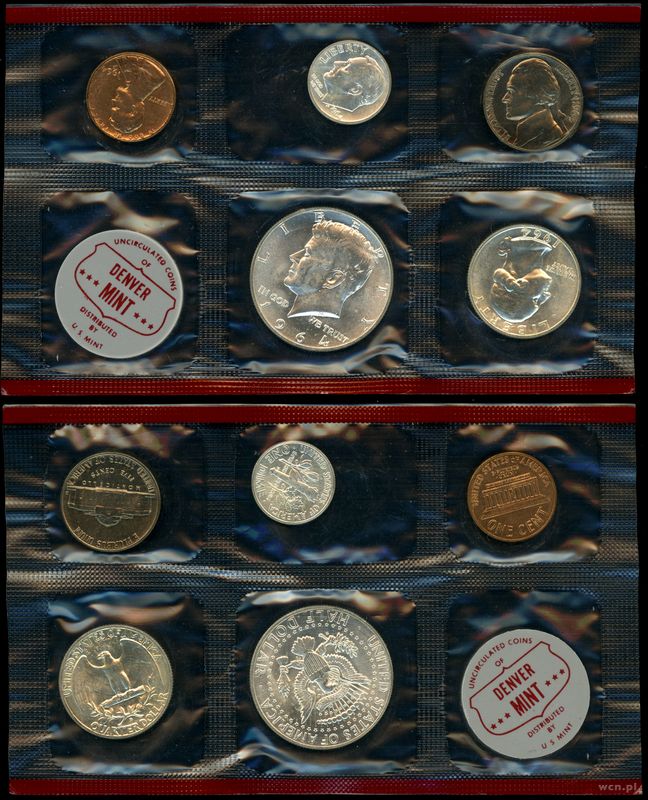 Stany Zjednoczone Ameryki (USA), zestaw 5 monet z mennicy Denver, 1964