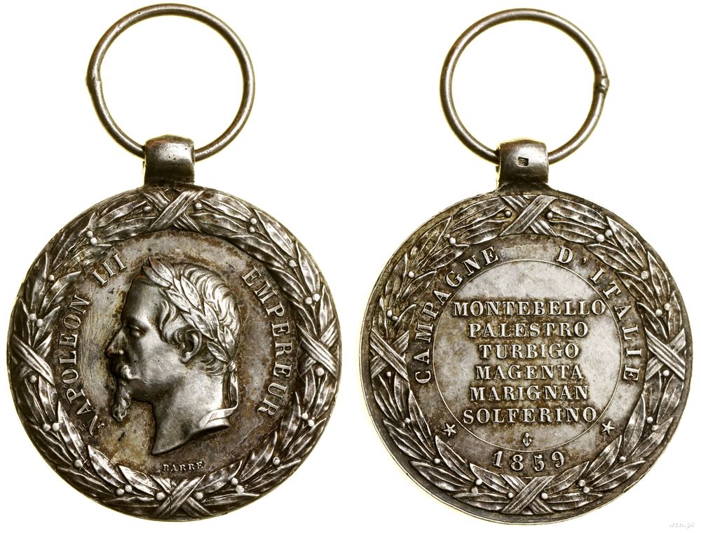 Francja, Medal pamiątkowy za kampanię włoską 1859 (Médaille commémorative de la campagne d'Italie de 1859), po 1859