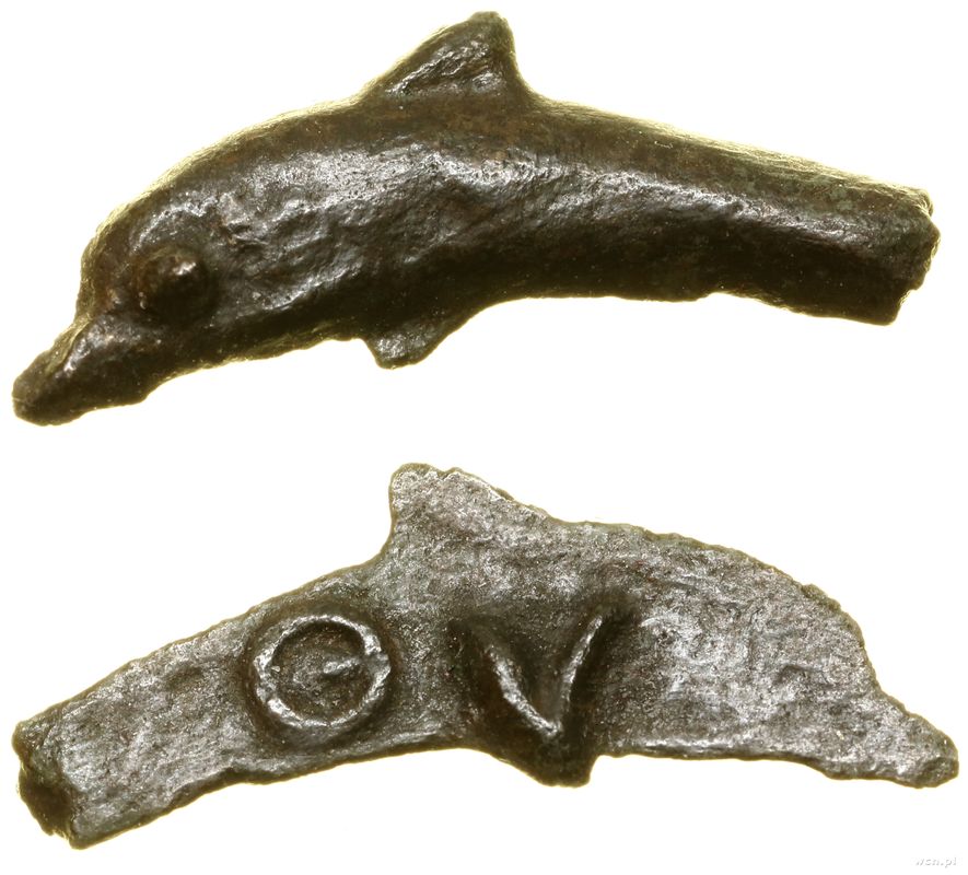 Grecja i posthellenistyczne, brąz w kształcie delfina, (VI–V w. pne)