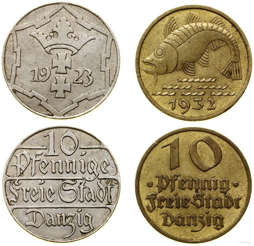 Polska, zestaw: 2 x 10 fenigów, 1923 i 1932