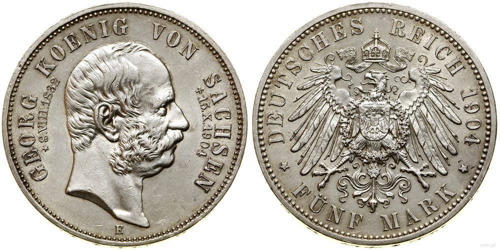 Niemcy, 5 marek pośmiertne, 1904 E