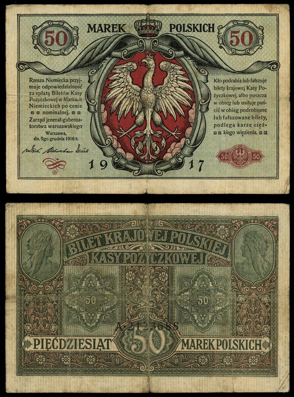 Polska, 50 marek polskich, 9.12.1916