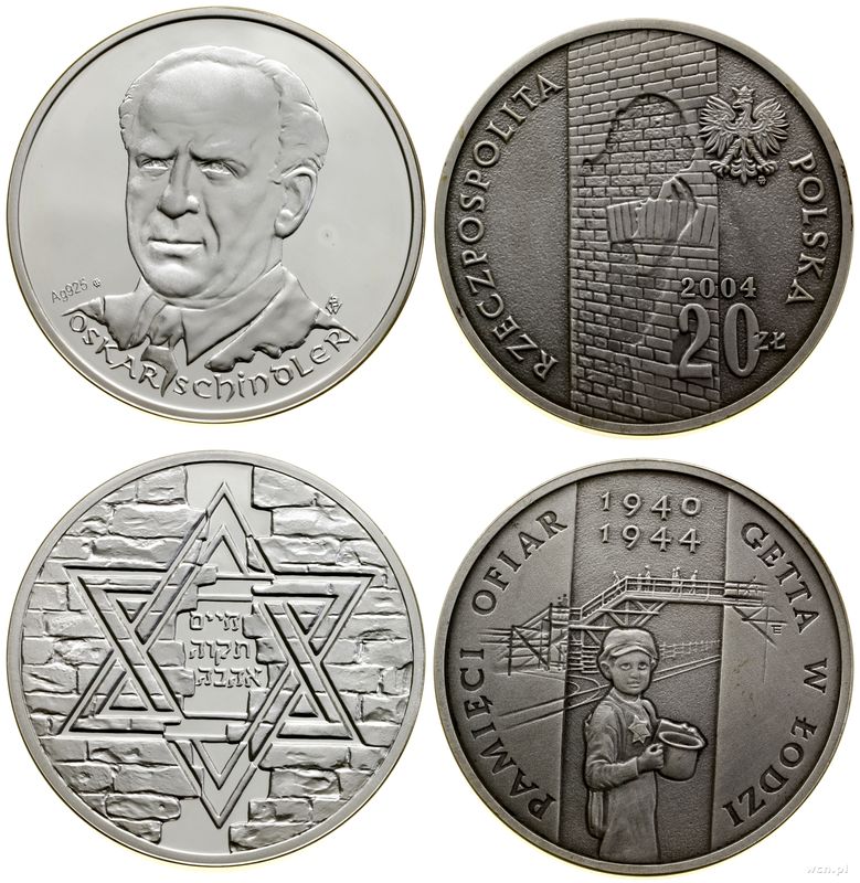 Polska, zestaw: 20 złotych 2004 i medal Oskar Schindler