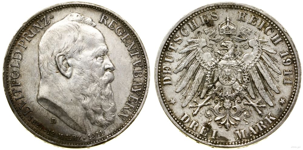 Niemcy, 3 marki, 1911 D