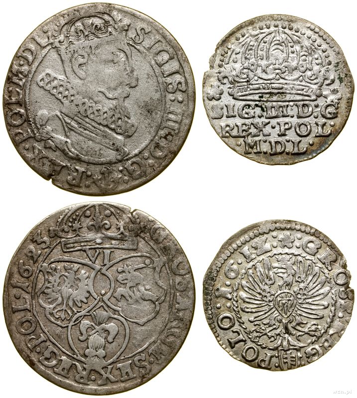 Polska, zestaw 2 monet, 1612–1623