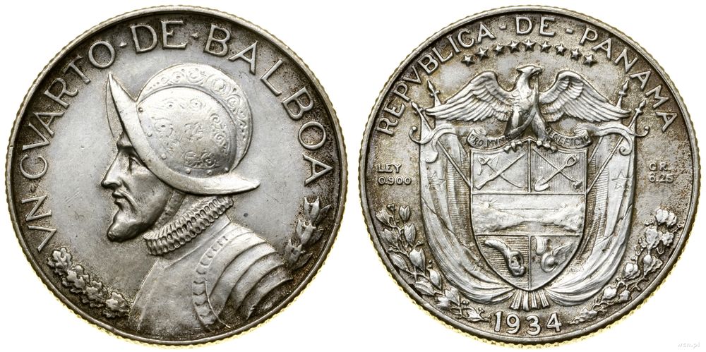Panama, 1/4 balboa, 1934