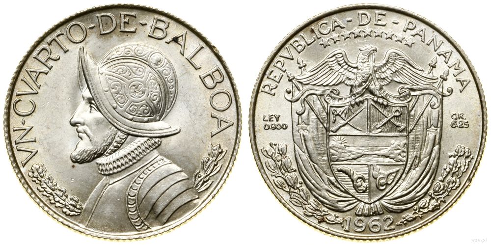 Panama, 1/4 balboa, 1962