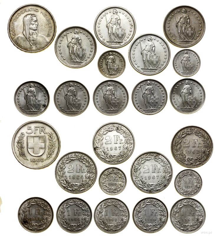 Szwajcaria, zestaw 12 monet