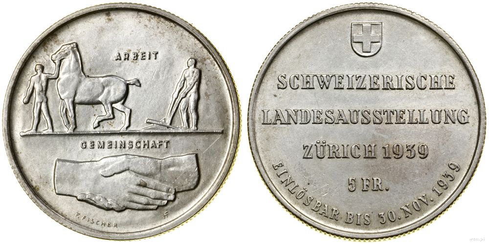 Szwajcaria, 5 franków, 1939
