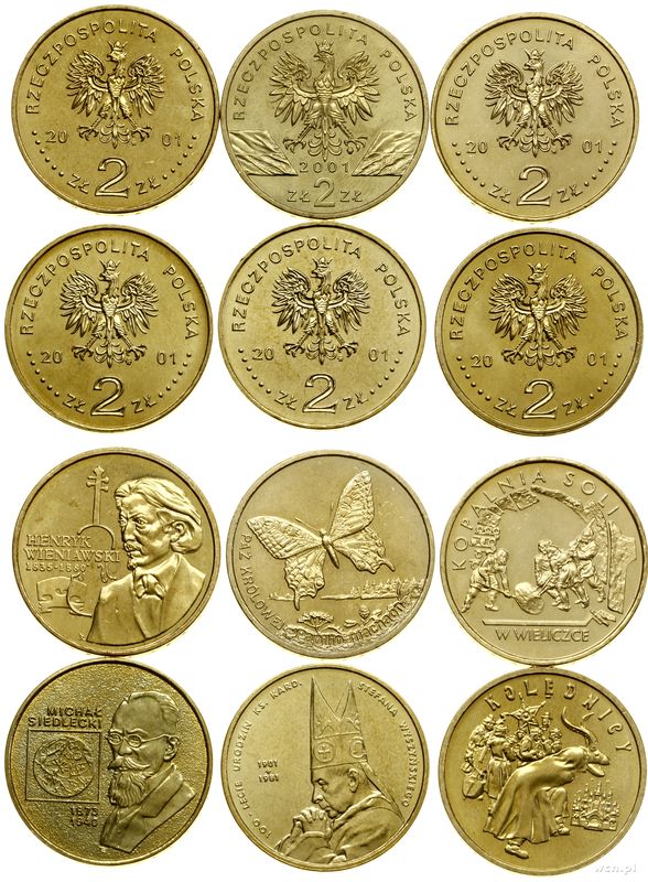 Polska, zestaw 4 x 2 złote, 2001