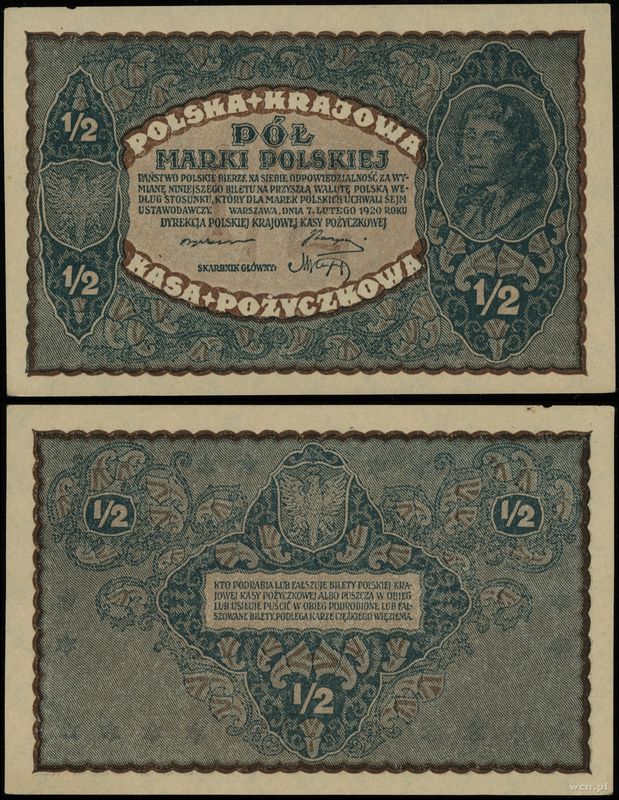 Polska, 1/2 marki polskiej, 7.02.1920