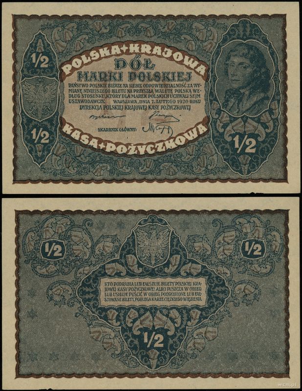 Polska, 1/2 marki polskiej, 7.02.1920