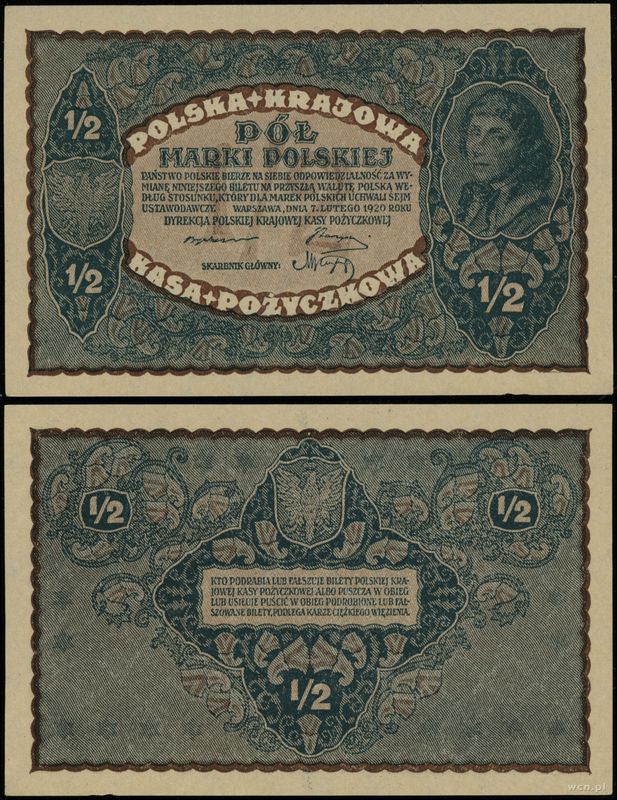 Polska, 1/2 marki polskiej, 7.02.1920