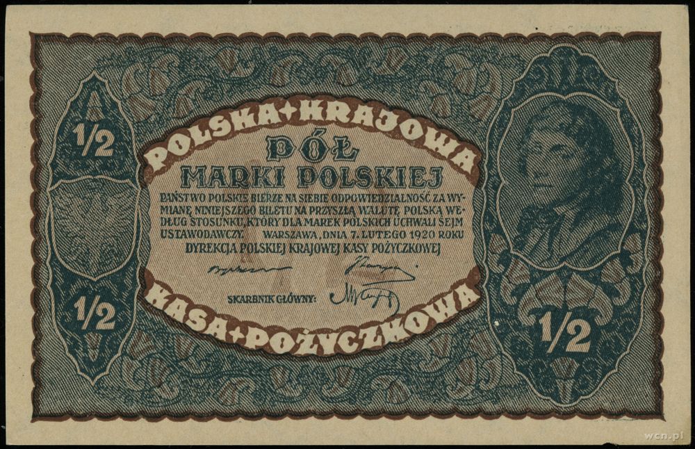 Polska, 1/2 marki polskiej, 7.02.1920