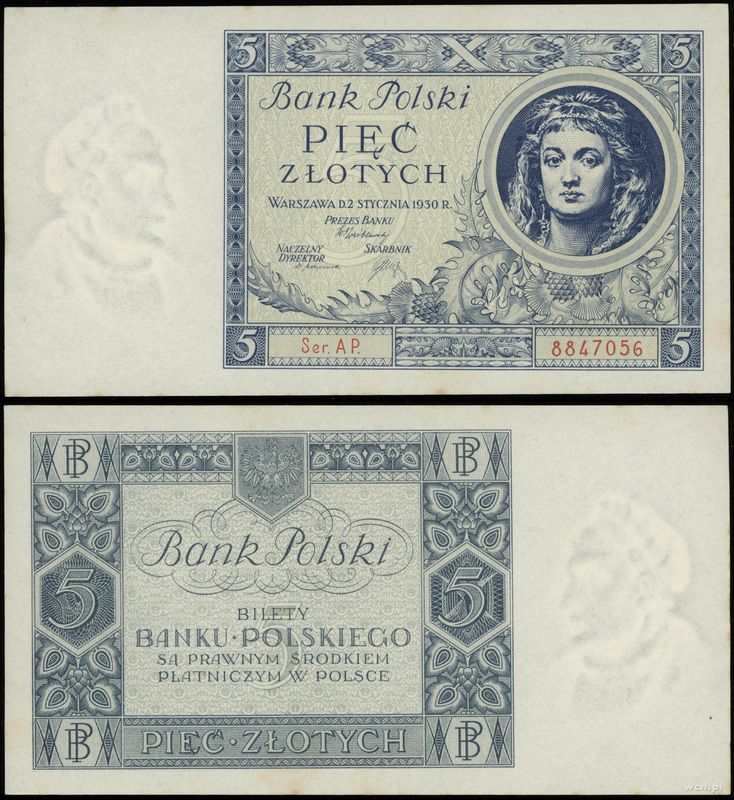 Polska, 5 złotych, 2.01.1930