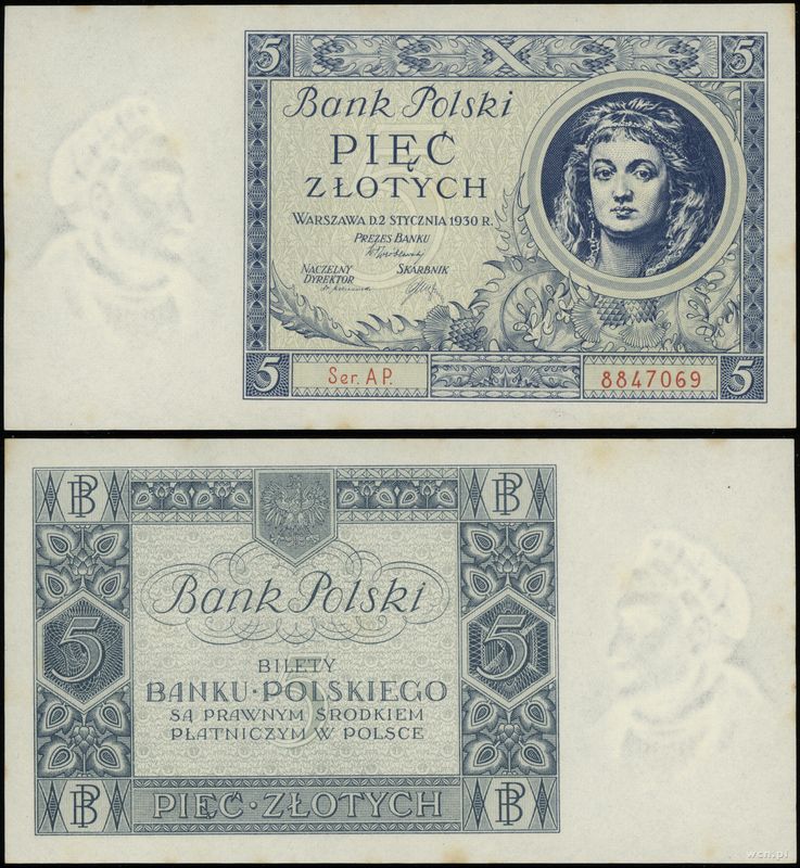 Polska, 5 złotych, 2.01.1930
