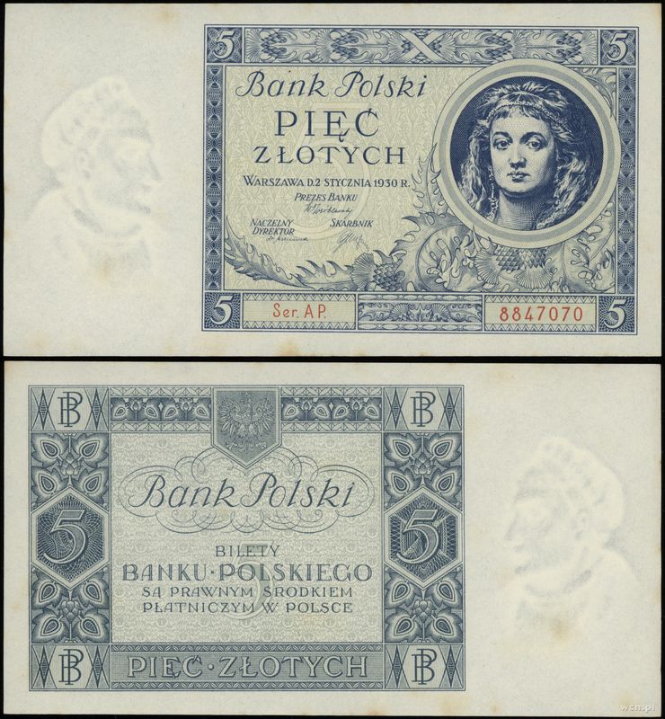 Polska, 5 złotych, 2.01.1930