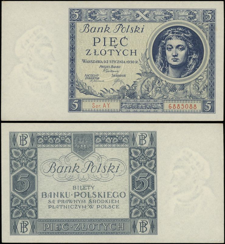 Polska, 5 złotych, 2.01.1930
