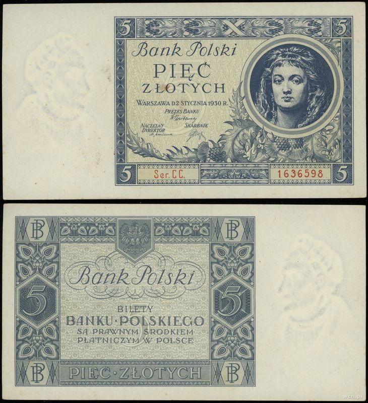 Polska, 5 złotych, 2.01.1930