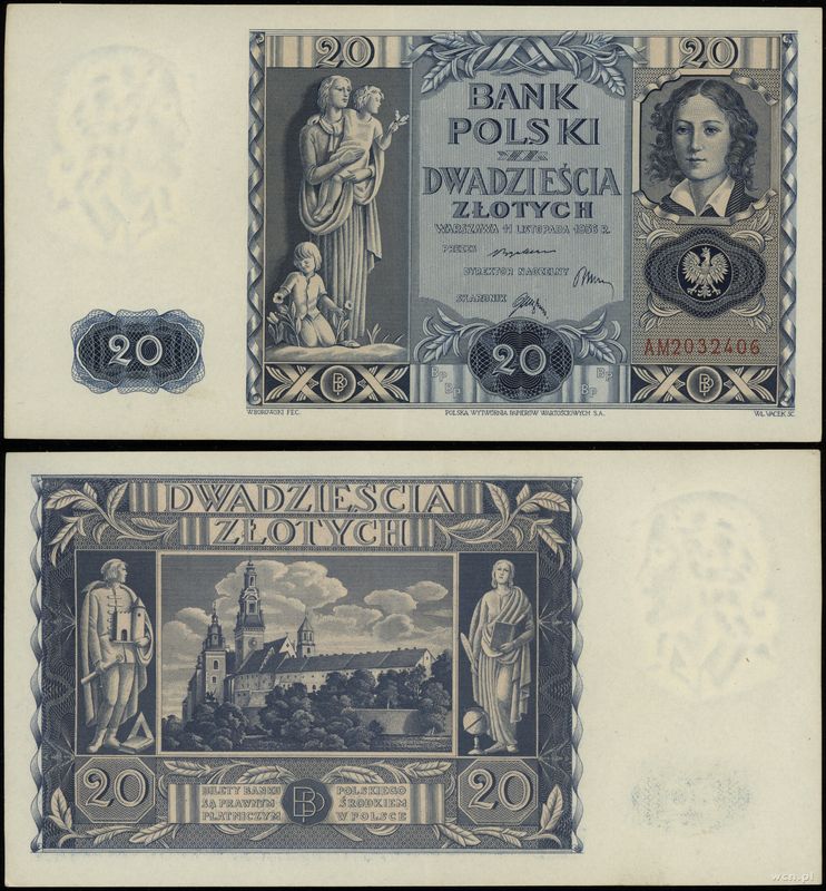 Polska, 20 złotych, 11.11.1936