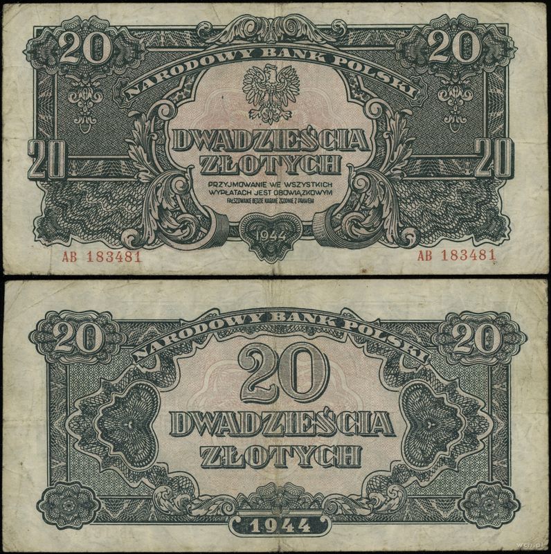 Polska, 20 złotych, 1944