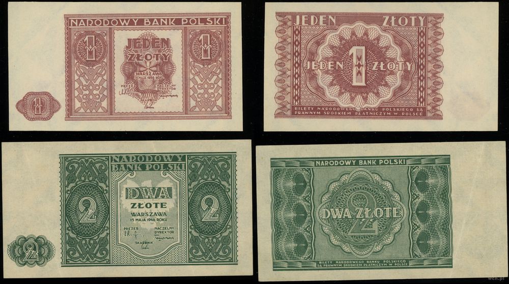 Polska, zestaw: 1 i 2 złote, 15.05.1946
