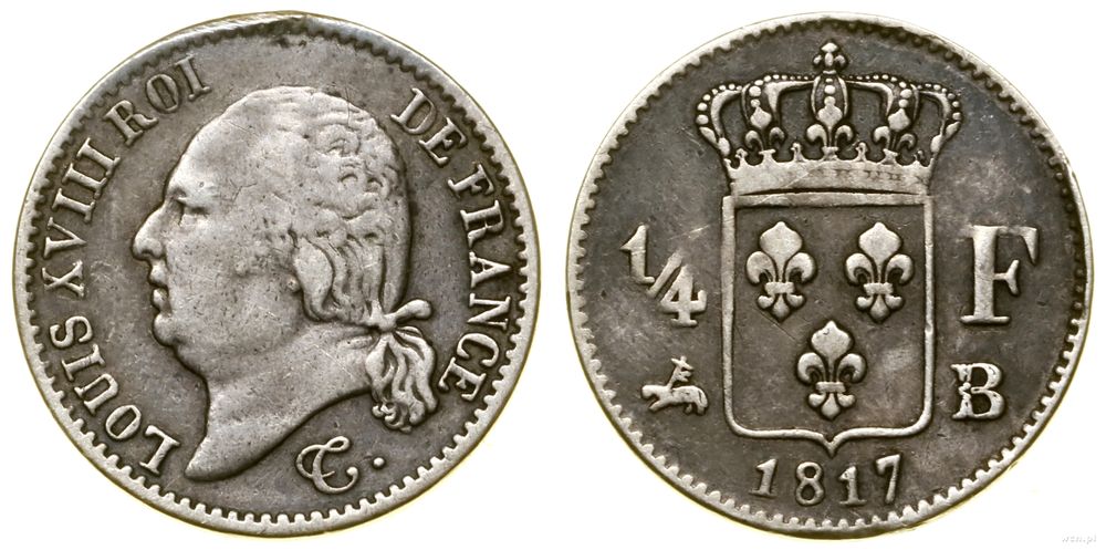 Francja, 1/4 franka, 1817 B