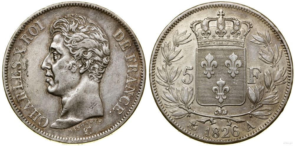 Francja, 5 franków, 1826 A