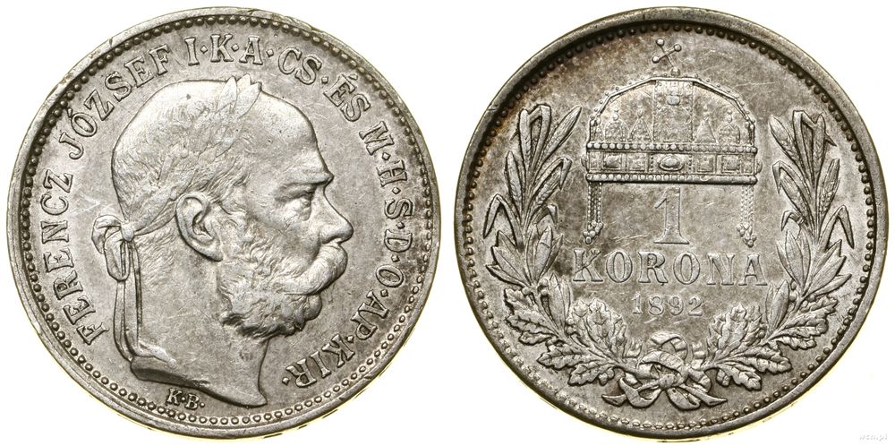 Węgry, 1 korona, 1892 KB
