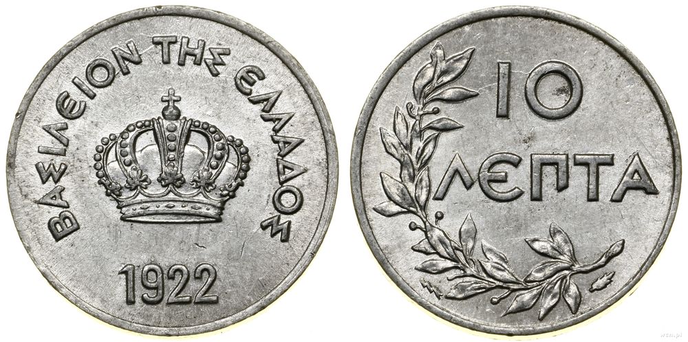 Grecja, 10 lepta, 1922