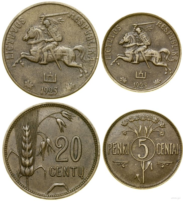 Litwa, zestaw 2 monet, 1925