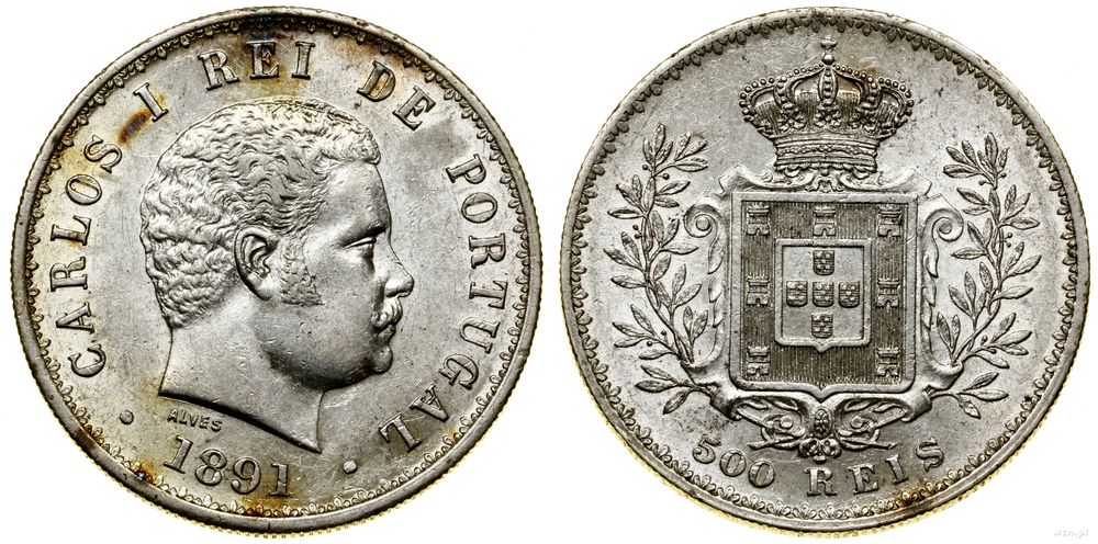 Portugalia, 500 reis, 1891
