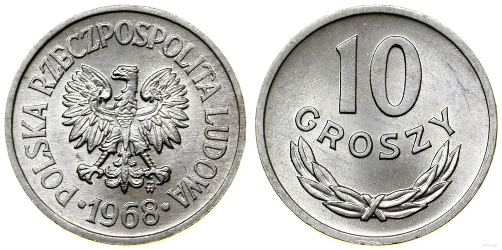 Polska, 10 groszy, 1968