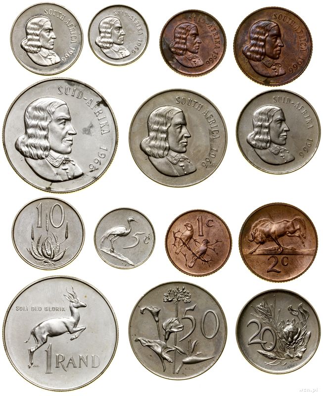 Republika Południowej Afryki, zestaw 7 sztuk, 1966
