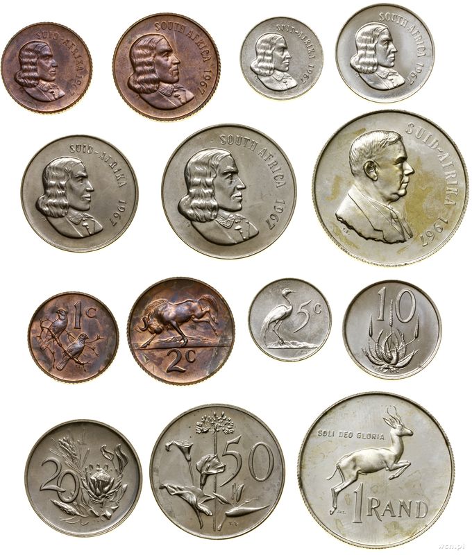 Republika Południowej Afryki, zestaw 7 sztuk, 1967
