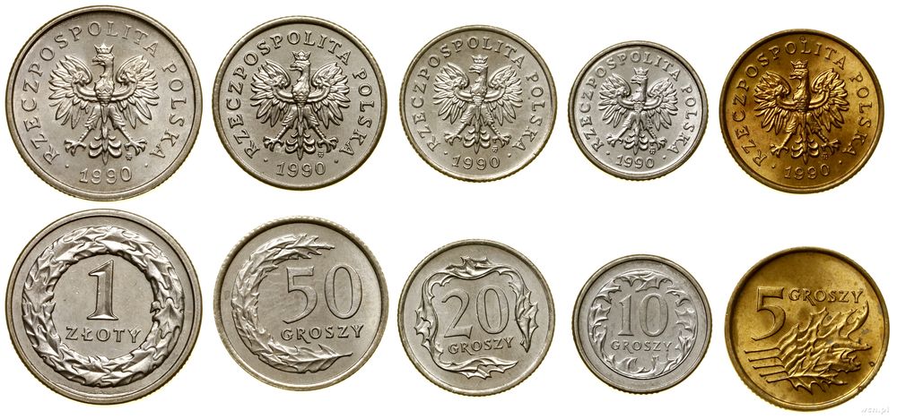 Polska, zestaw monet, 1990