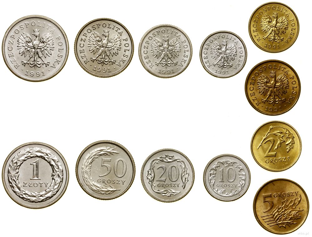 Polska, zestaw monet, 1991