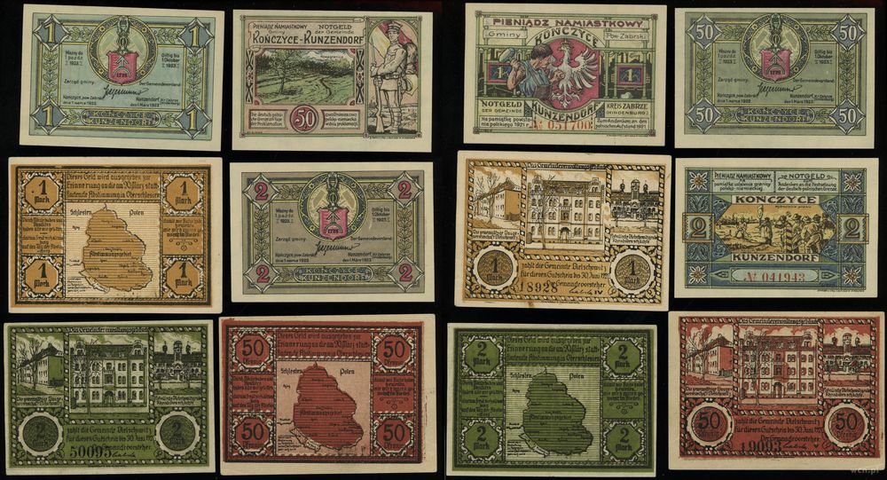 Śląsk, zestaw 6 bonów, 1921–1923