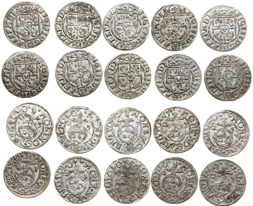 Polska, zestaw 10 x półtorak, 1623